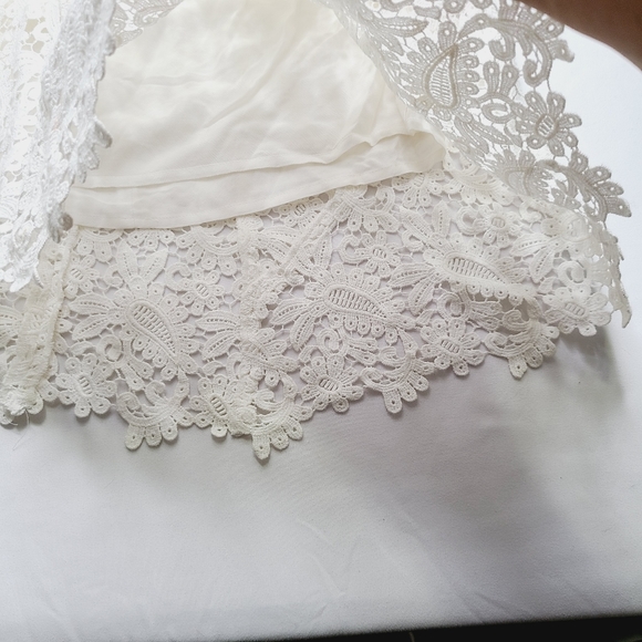 Maje Ivory Crocheted Front Pockets High Low Skirt - Picture 2 of 8